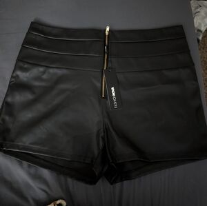 2/$25 Fashion Nova High Waist Black PU Shorts